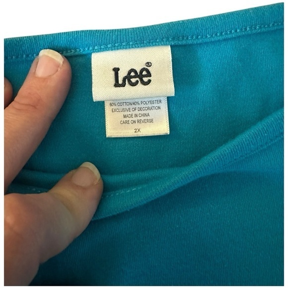 Lee Long Sleeve Snowman Embroidered Shirt 2X Blue Cotton Blend Winter Theme‎ - Picture 3 of 4